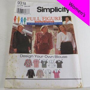 Simplicity 9318 Sewing Pattern 18W - 24W Mary Duffy Shirt-Blouse